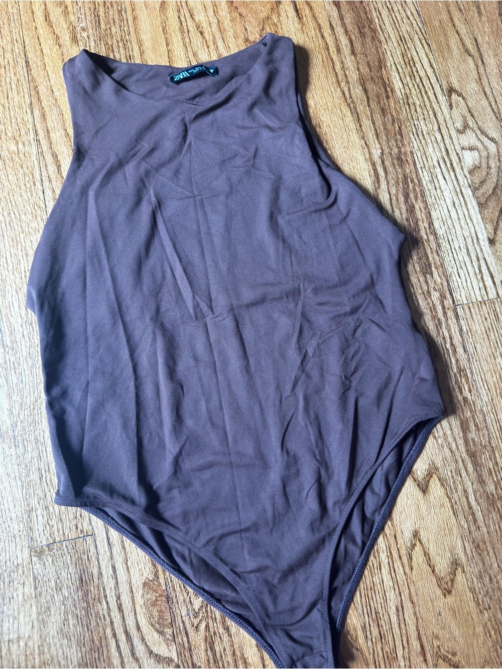 Zara Brown High-Neck One-Piece Bodysuit